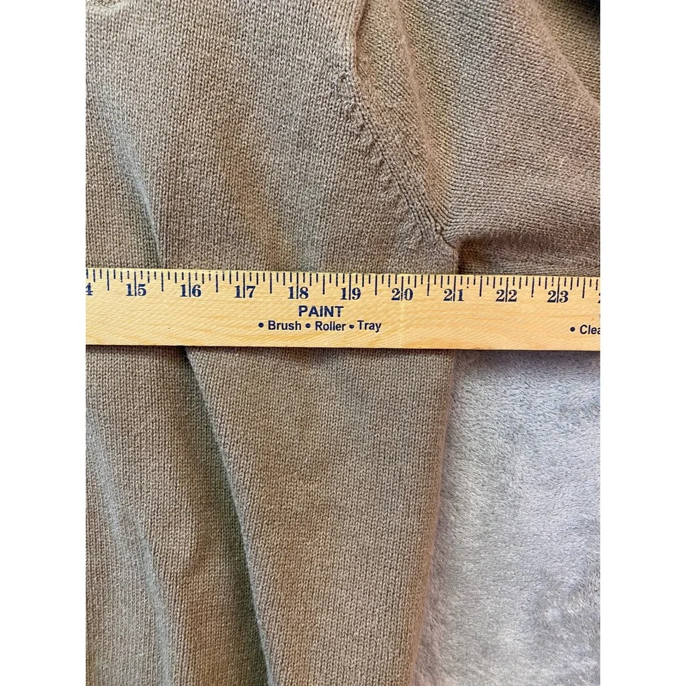 IZOD Mens Quarter Zip Pullover Sweater Tan Khaki 100% Cotton Size L